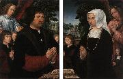 HORENBOUT, Gerard Portraits of Lieven van Pottelsberghe and his Wife sf oil on canvas